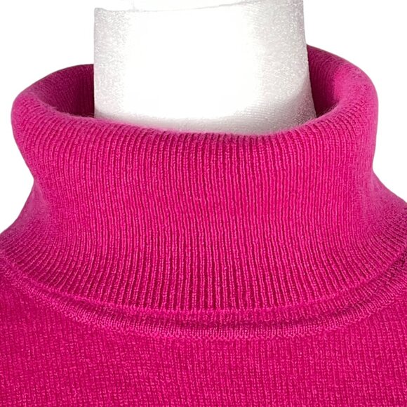 Talbots 100% Cashmere Fuchsia Pink Turtleneck Sweater Size L Luxury Soft Knit - Picture 7 of 10